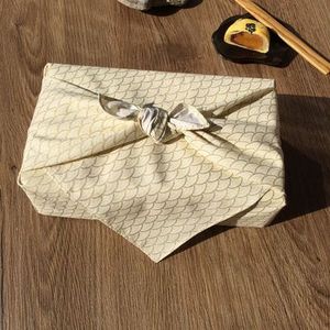 米黄色青海波日式和风风吕敷包裹布包袱皮茶叶包装布头巾大方巾52