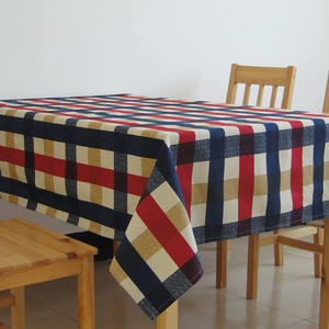 包邮地中海红蓝格子桌布布艺 餐桌布茶几布台布欧式时尚纯棉盖布
