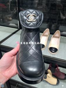 英国代购Chanel香奈儿 时尚双C菱格压纹 书包扣 女士时装靴 短靴