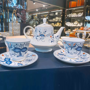 德国MEISSE梅森瓷器咖啡杯蓝色金洋葱系列水杯下午茶具家用套装