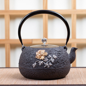 日式时尚手工家用泡茶壶烧水壶铸铁壶煮茶器茶壶盛虎堂 国色天香