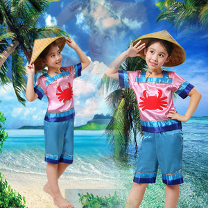 小赶海演出服小荷风采儿童舞蹈节目服装道具帽子赶海的姑娘表演服