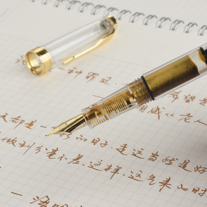 【细尖金粉钢笔】鱼忆透明钢笔学生专用笔杆灌墨女生练字书法正姿