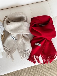 100%澳洲羊毛中国红围巾女冬季保暖大红色披肩本命年新年纯色围脖