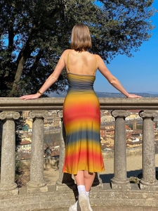 小众品牌Omighty正品代购  时尚博主同款渐变彩虹吊带连衣裙