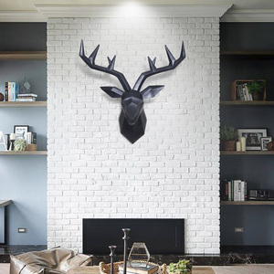 鹿头装饰壁挂招财北欧风格玄关客厅餐厅墙面挂饰欧式动物头大小号