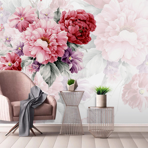 3d浮雕牡丹花电视背景壁纸植物花卉客厅卧室墙纸复古美式花朵壁画
