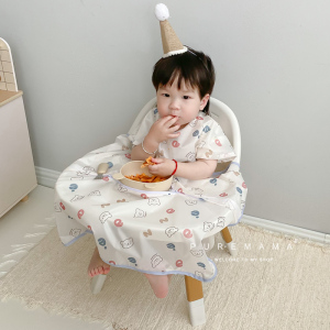 宝宝吃饭一体式餐椅短袖反穿衣儿童罩衣防水防脏神器可放吸盘碗