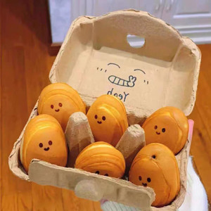 网红鸡蛋仔专用包装盒配套纸托纸浆盒子笑脸鸡蛋仔一次性打包盒