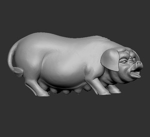 猪圆雕图 STL三维立体 3d 打印图片模型 木雕/佛像精雕图片