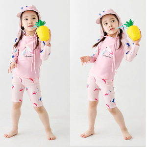 儿童夏季分体式泳衣套装1一3岁女宝宝2男童4可爱韩版中小童连帽潮