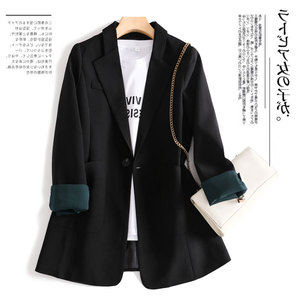 黑色西装外套女秋冬款2024新款韩版宽松中长款气质休闲小个子上衣