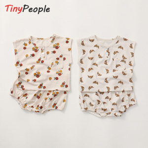 Tinypeople北欧风夏季薄款宝宝竹节棉套装男婴儿分体两件套一岁女