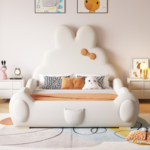 儿童床卡通兔子宝宝护栏床1.2m带滑梯实木床创意网红床轻奢卧室