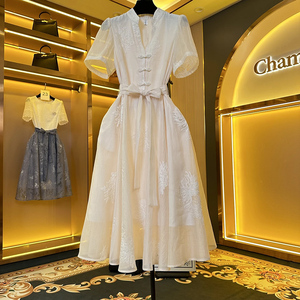 夏季新款爆款夏装法式气质高级端庄大气新中式白色长裙裙子女装
