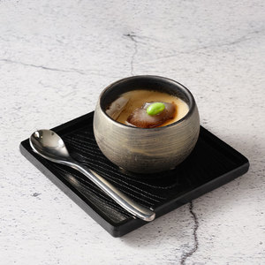 复古日式陶瓷创意小钵位上甜品水蛋盅炖盅味噌汤盅黑色底托组合
