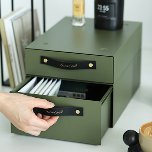 墨绿色堆叠抽屉 多功能收纳盒 咖啡机增高架 轻奢简约桌面杂物盒