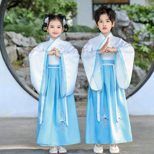 六一儿童古装汉服国学男童女书童小孩学生诗歌朗诵中国风表演出服