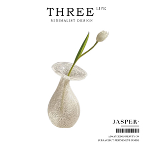 Tlife·Jasper·花瓶白色花朵透明玻璃插花花器法式复古风 | 碧玉