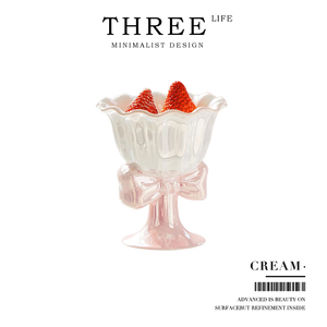 Tlife·Cream·杯具日式蝴蝶结陶瓷杯甜点杯高级可爱精致 | 冰淇