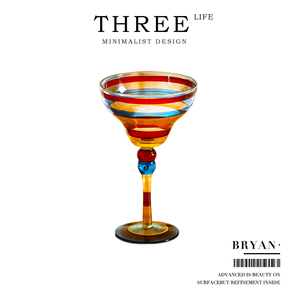 Tlife·Bryan·杯具家用水晶彩绘玻璃高脚杯红酒杯鸡尾酒杯 |彩绘