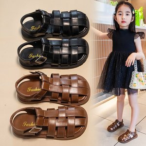 高档特布拉潮牌步米勒女童包头凉鞋2024夏季新款韩版编织儿童防滑