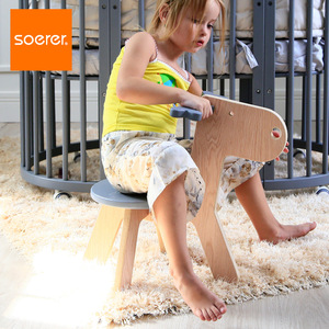 soerer幼儿圆婴童木质卡通凳子北欧风格彩色创意简约小鹿宝宝凳子