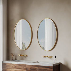 椭圆形镜子壁挂黑色边框蛋形卫生间化妆镜挂墙镜现代装饰镜浴室镜