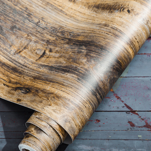 复古印橡木纹贴纸自粘厨房台面吧台仿木皮防水翻新桌面木纹纸创意