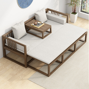 罗汉床新中式实木推拉床茶桌椅组合现代简约小户型沙发中式罗汉塌