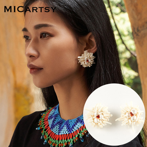 MICartsy王紫珊2021秋季新款手工串珠花朵耳环女小众设计感时尚