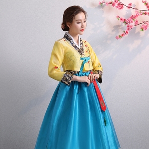 2024新款绣花韩国传统女士古装韩服宫廷朝鲜表演舞台舞蹈演出服装