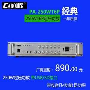 CABO定压功放 背景音乐功放 250W六分区带USB/SD卡遥控器收音功能