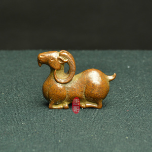 古玩古董铜器纯铜手把件吉祥如意山羊摆件书桌茶宠把玩收藏包邮