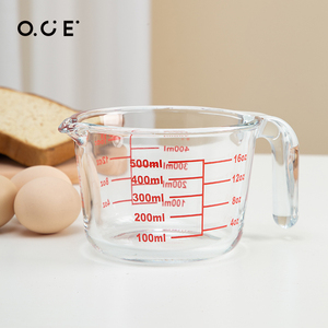 OCE多功能耐高温玻璃量杯透明厨房刻度量杯牛奶杯烘焙测量杯500ml