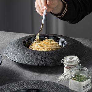 XX一亨日式新款个性西餐创意餐厅家用烤箱专用浅圆草帽飞碟餐汤盘