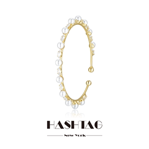 HASHTAG 珍珠手镯时尚搭配ins风简约百搭手串金色轻奢冷淡系手环