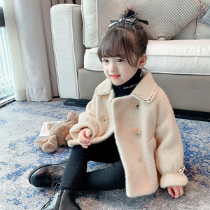 女童加厚外套2022秋冬装新款宝宝洋气短款毛呢儿童冬季韩版上衣潮