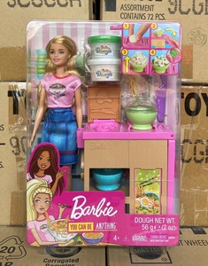 Barbie芭比之面条制作工坊GHK43女孩过家家仿真面条机厨房玩具