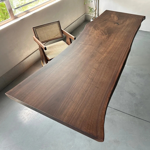 北美黑胡桃木大板实木茶桌茶台简约茶几原木餐桌办公桌设计师书桌