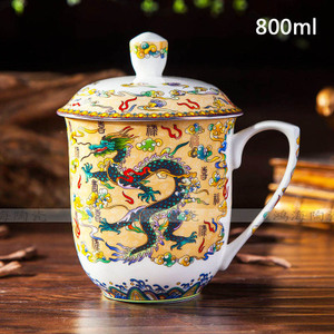 茶杯陶瓷带盖大号大容量水杯骨瓷茶具杯子老板景德镇雪景logo定制
