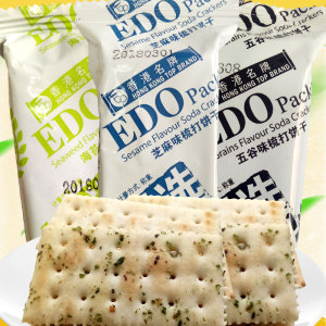 EDO pack芝麻/海苔五谷苏打饼干咸味碱酵母散装零食多口味整箱5斤