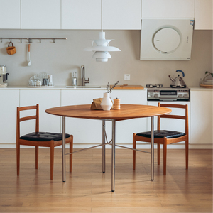 minimore|浮选餐桌|北欧日式现代简约餐厅客厅实木复古不锈钢圆桌
