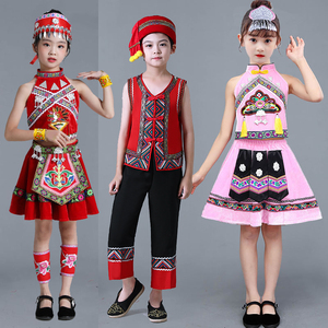 六一儿童演出服苗族女幼儿园丽江三部曲表演服男少数民族舞蹈服装