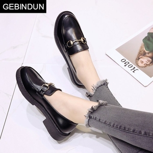 GEBINDU品牌英伦风小皮鞋女鞋子2024夏秋新款韩版粗跟平底单鞋软