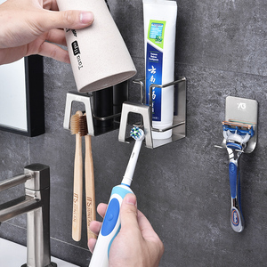 挂电动牙刷架免打孔不锈钢壁挂吸壁式卫生间漱口杯套装牙具置物架