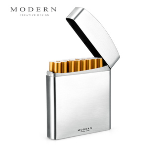 德国进口不锈钢超薄烟盒男士创意时尚便携20支装金属香烟盒可定制