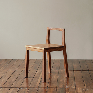 MUMO木墨 不折椅 简约红橡黑胡桃实木餐椅单人椅餐厅书房