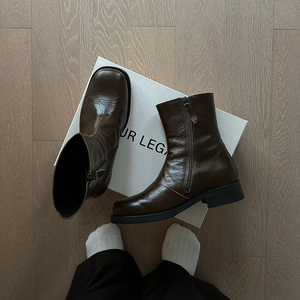 Our Legacy棕色马丁靴真皮中筒靴切尔西极简高级短筒靴子男女同款