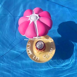 充气椰树戏水玩具椰子树蘑菇伞西瓜柠檬游泳池水上饮料杯座杯垫子